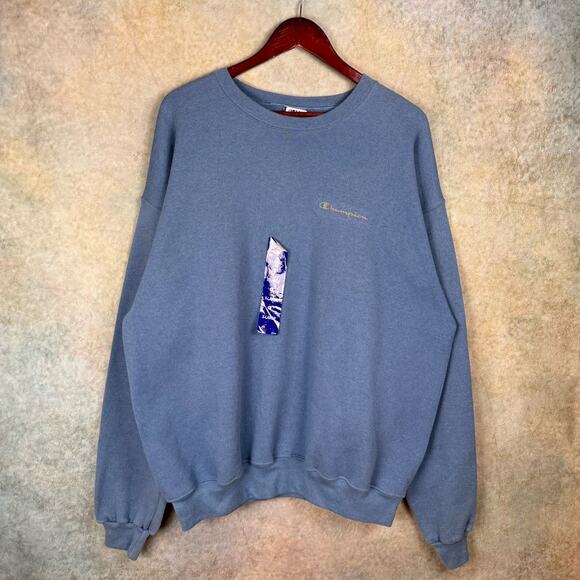 VTG Y2K Champion Crewneck Sweatshirt Sz XL Blank Blue BNWT Sportswear Pullover - Picture 1 of 9